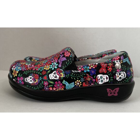 Alegria Women's Shoes Size 37 US 7 Floral Sugar Skull Ofrenda Kel-7574 Clogs - Picture 5 of 10